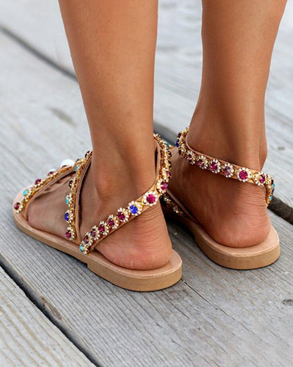 Bunte Strand-Slip-on-Sandalen