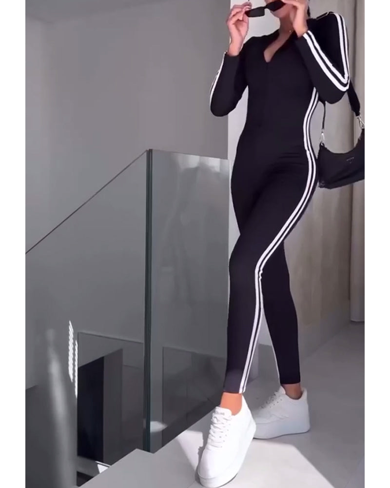 Jumpsuit lässig Sport gestreifte Strumpfhose und Abnehmen