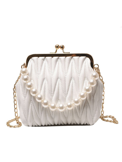 RETRO PEARL CHAIN SOLID FRAME BAG