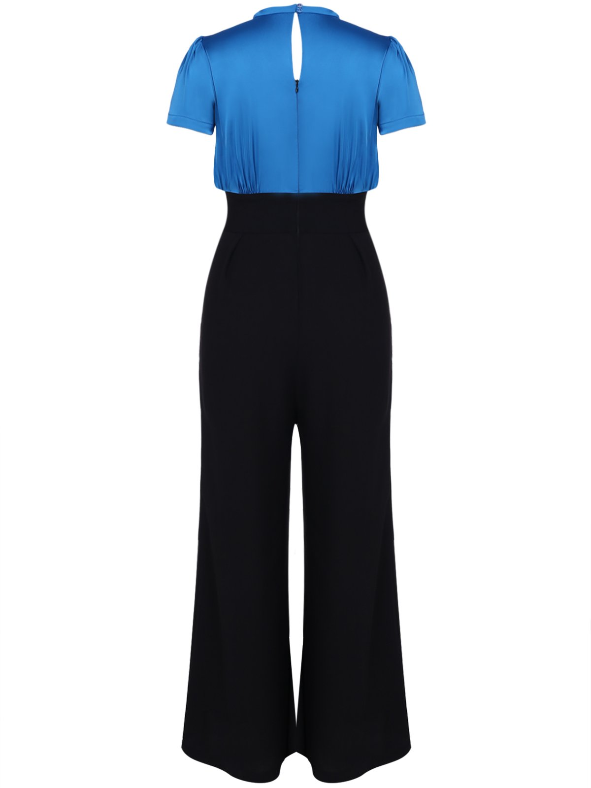 BLAU PATCHWORK KURZARM JUMPSUIT