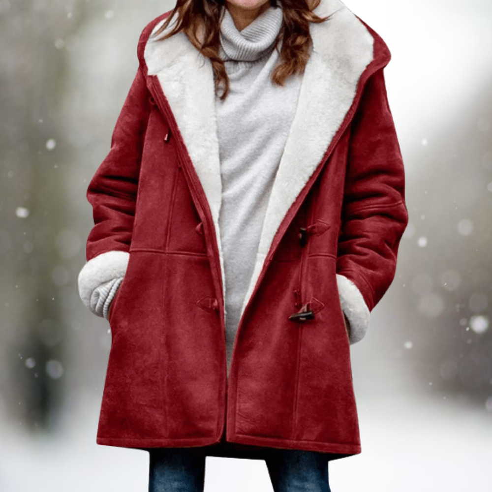 Svetlana - Premium Fleece-Wildlederjacke mit halblanger Kapuze