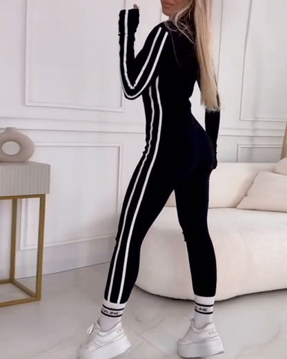 Jumpsuit lässig Sport gestreifte Strumpfhose und Abnehmen