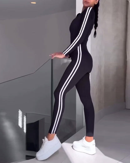 Jumpsuit lässig Sport gestreifte Strumpfhose und Abnehmen