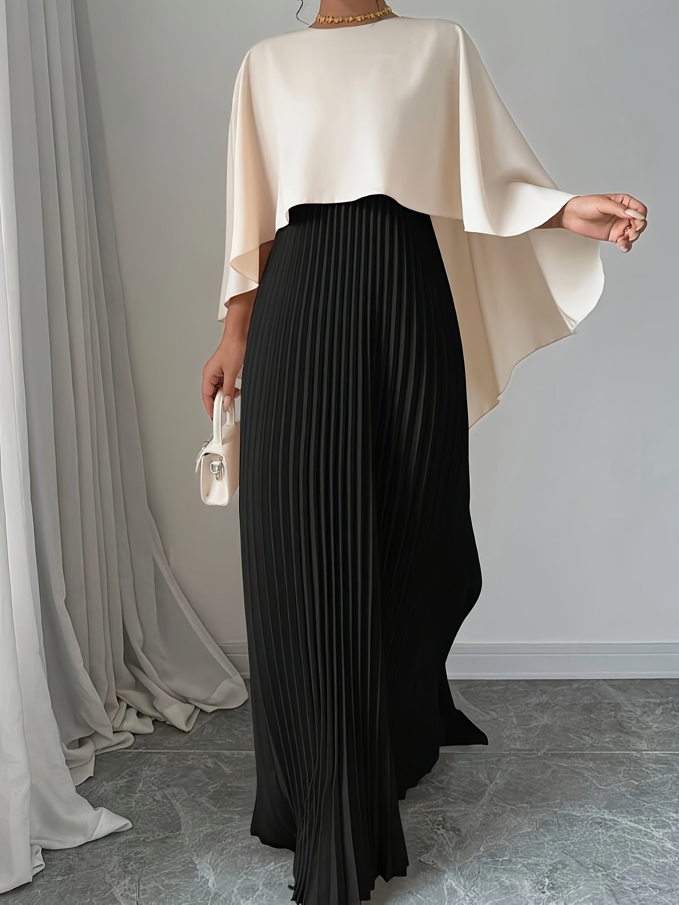 Enchanted Pleated Cape Dress